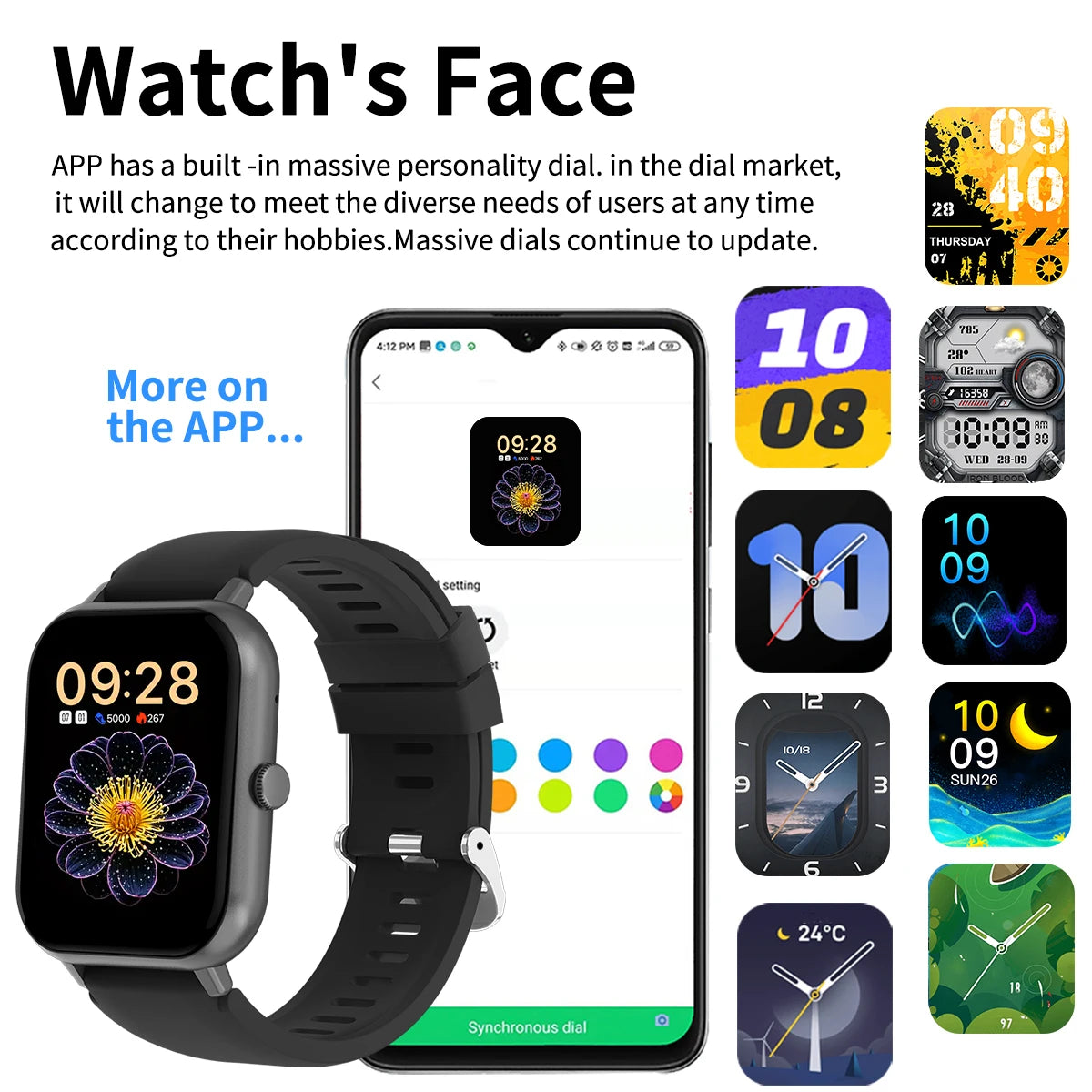 Smart watch with multiple sports modes, wireless calls, weather forecast,
