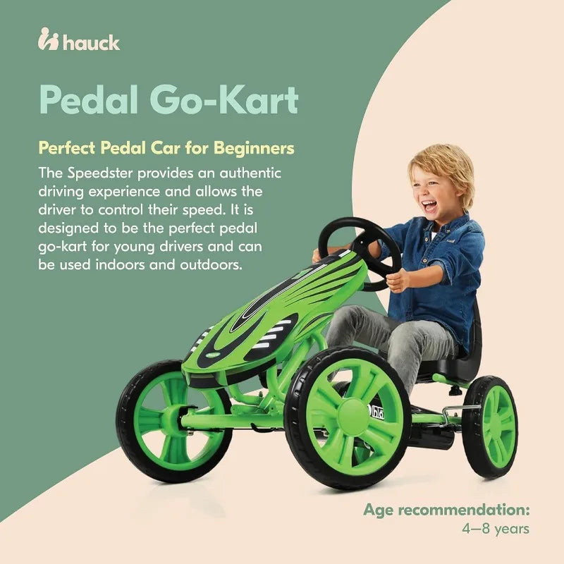 Speedster Pedal Go-Kart for Kids Ages 4-8 with Adjustable Bucket Seat,