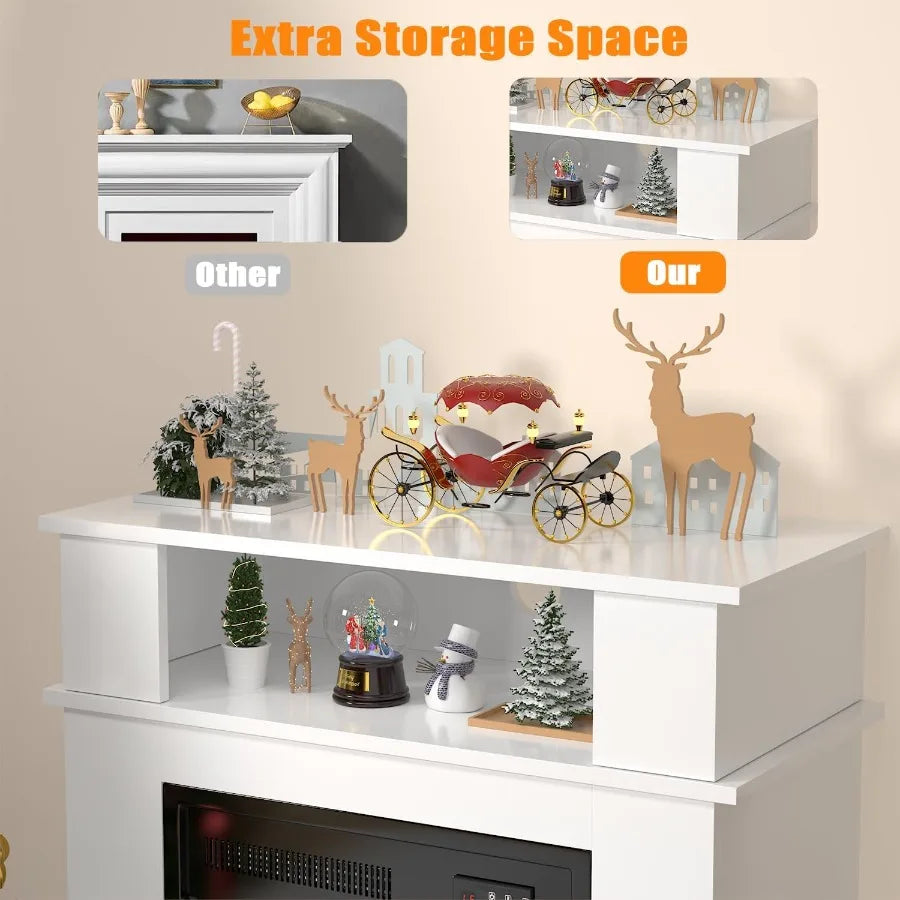 28 Electric Fireplace with Mantel for Living Room: Portable Freestanding Design featuring 18 Fireplace