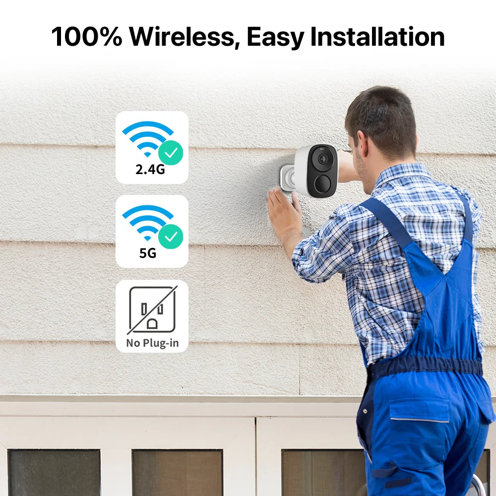 cam 2K Solar Security Cameras Wireless Outdoor Battery Powered Security Camera
