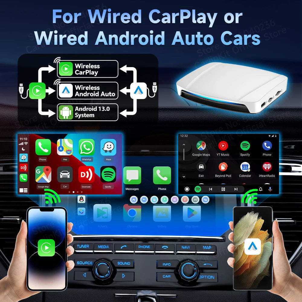 HDMI CarlinKit 8+128GB CarPlay Ai Box Android 13.0 Wireless