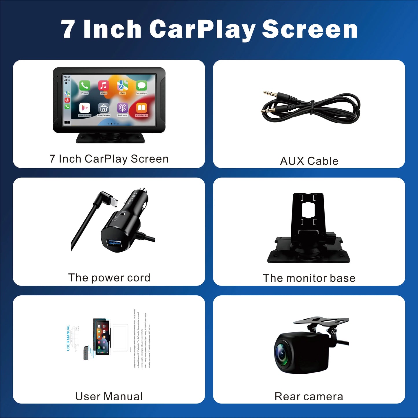 7'' Wireless CarPlay Android Auto Screen, Touchscreen w/ Bluetooth,