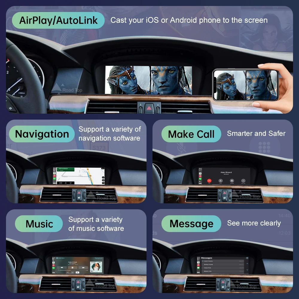 Wireless CarPlay Touch Screen For BMW 5 Android Auto Monitor Radio Player