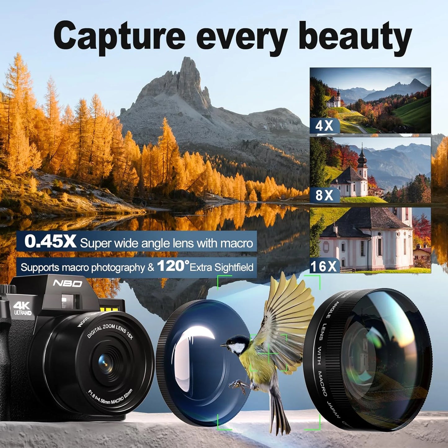 Digital Camera 48MP 4K Video Camera 3.0 Inch Flip Screen Camcorder
