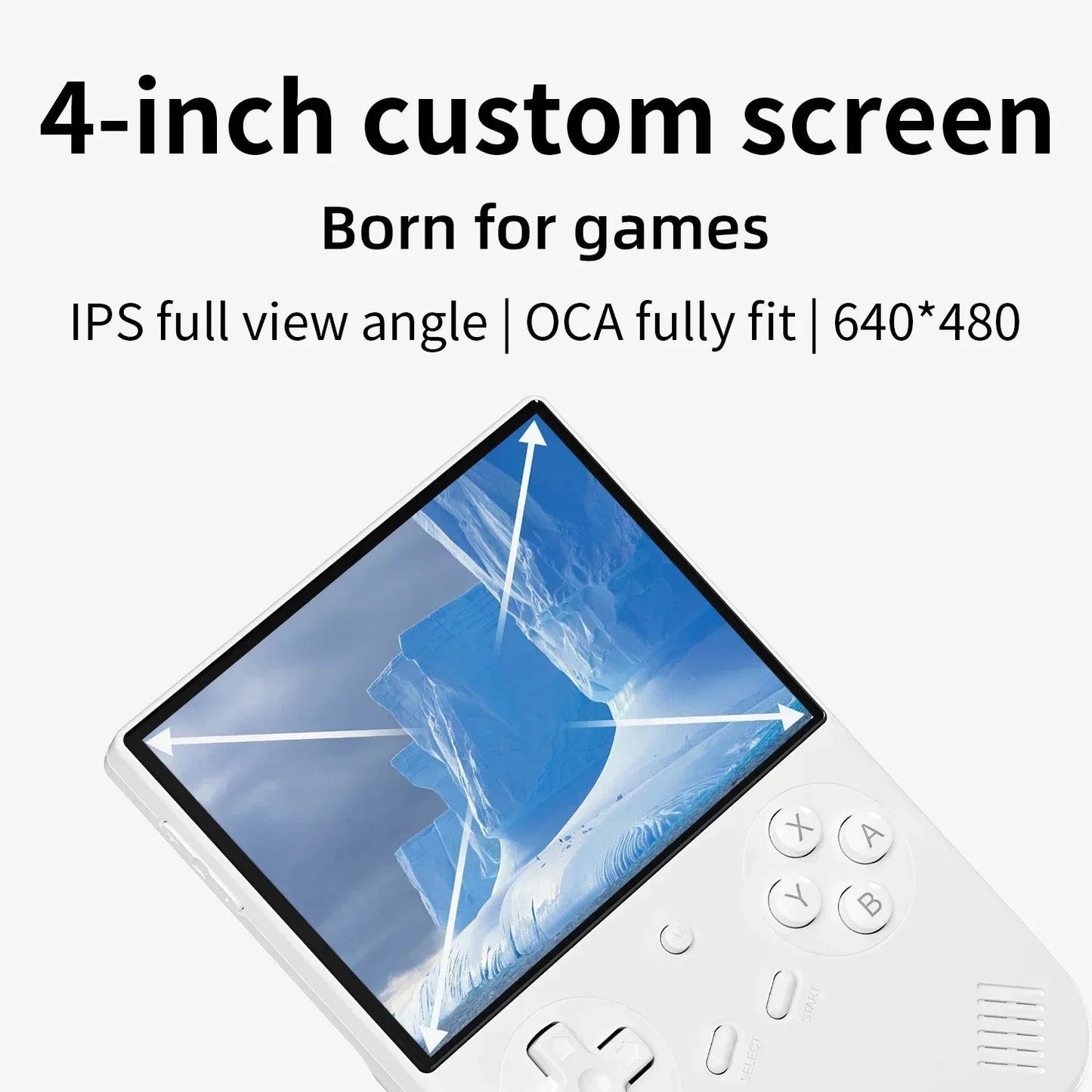 Handheld Game Console 4'' IPS Screen Video Output Joystick RGB lighting
