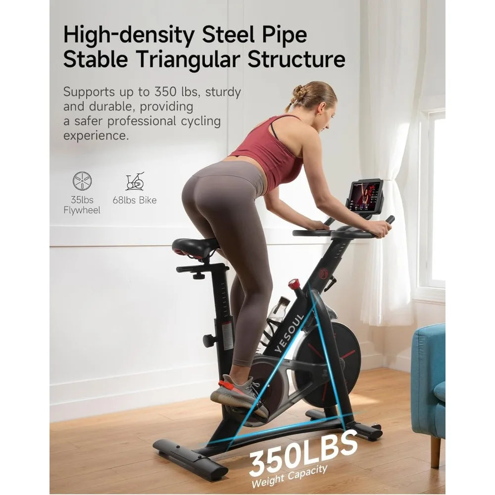 Exercise Bike for Home,Smart White Cycling Bike Magnetic Stationary Bike,