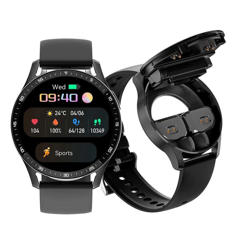 X10 Headset Smart Watch TWS Two In One Wireless Bluetooth Dual Headset Call Health Blood Pressure Sport Music Smartwatch