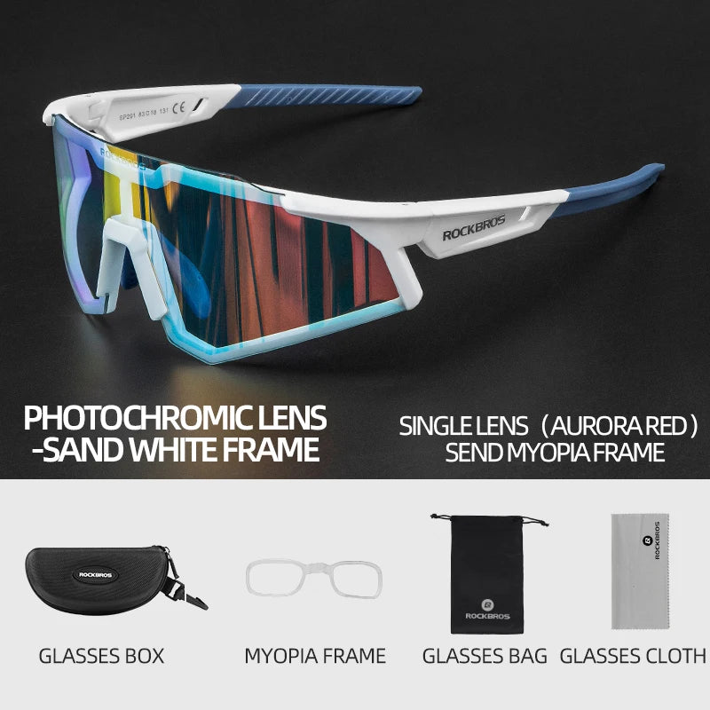 Polarized Photochromic Bike Glasses Outdoor UV400 Bicycle Eyewear Sunglasses