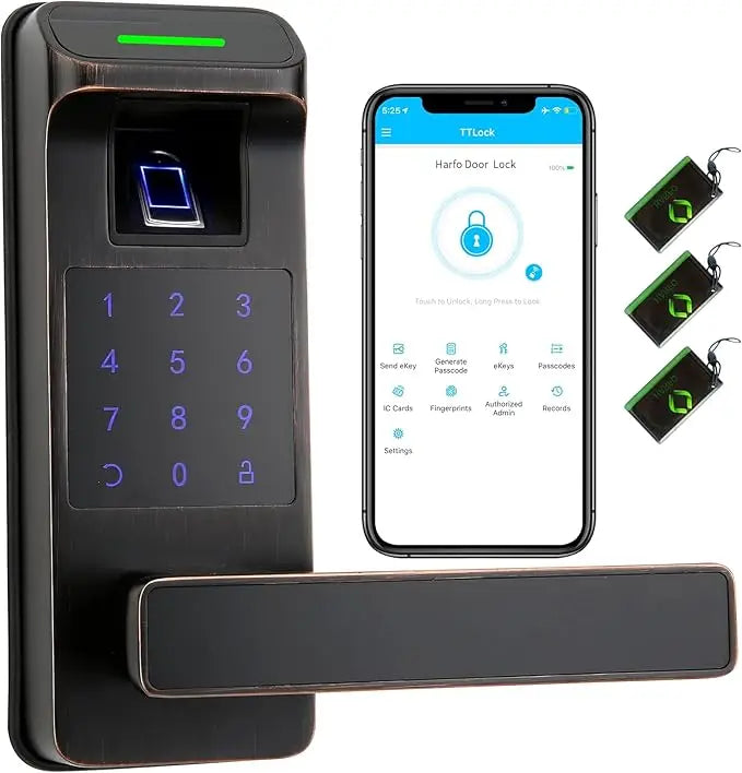 Fingerprint Door Lock, Heavy Duty Keyless Entry Door Lock, 5 in 1