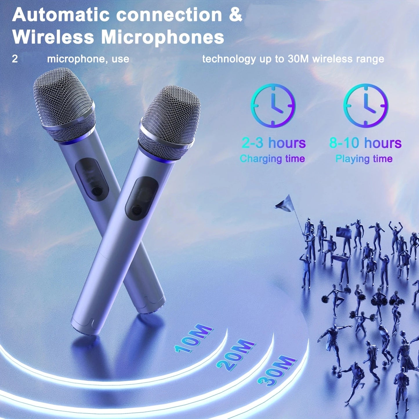Wireless Bluetooth Speaker, Karaoke Machine with 2 Microphone,