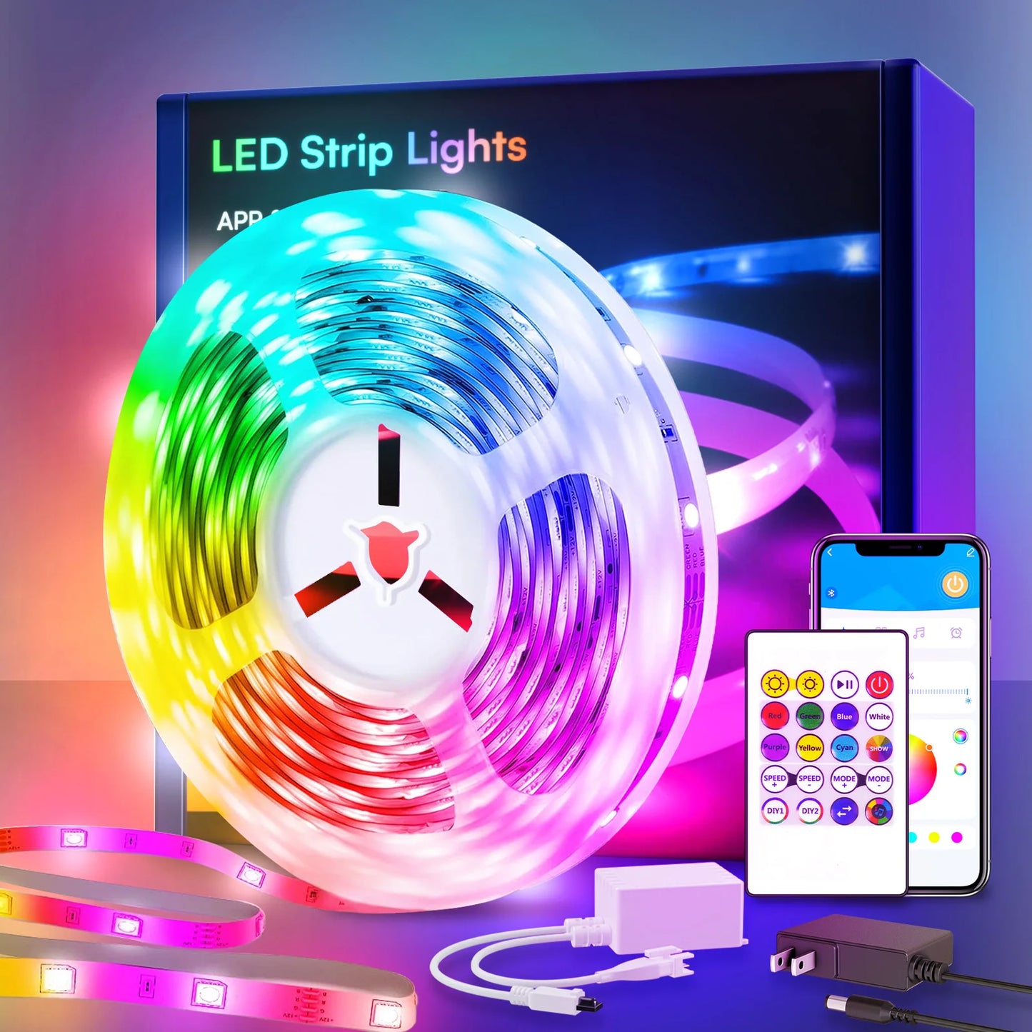 200ft smart LED light strip (2 rolls 100ft), bedroom color