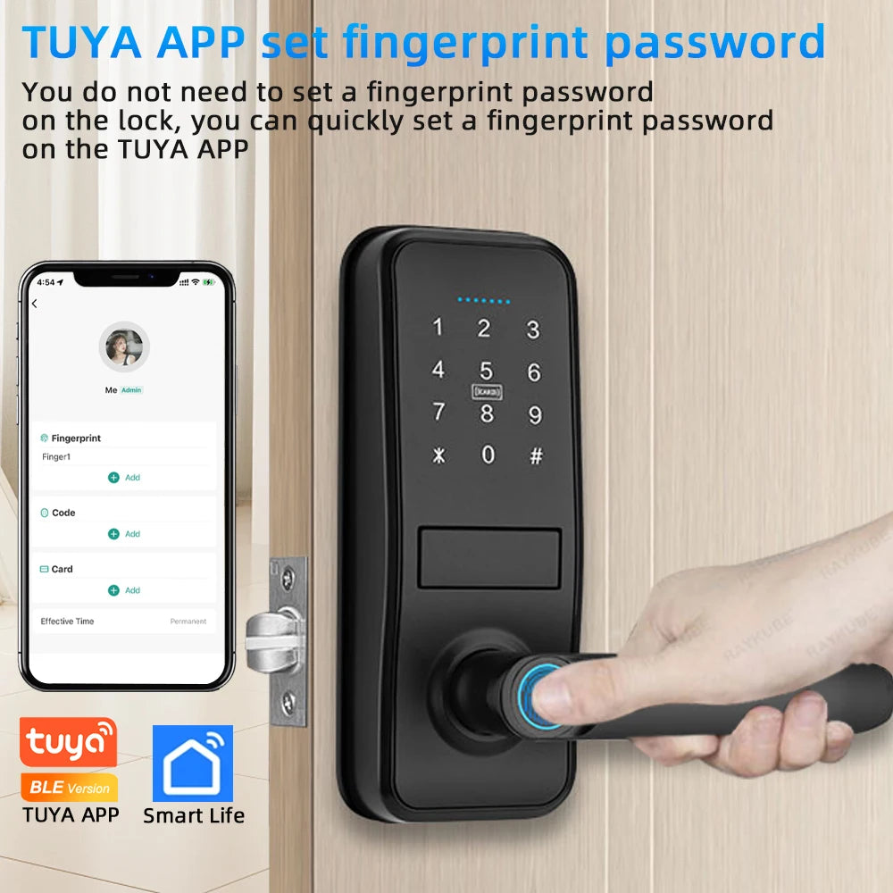 Smart Biometric Fingerprint Door Lock Electronic Lock Tuya App Set