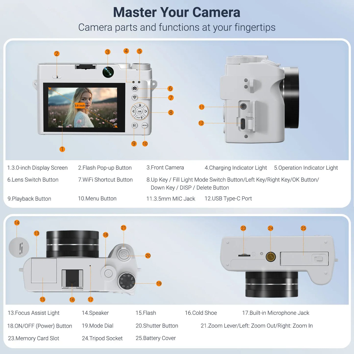 4K Digital Camera - 75MP Front & Rear with Autofocus & Anti-Shake,