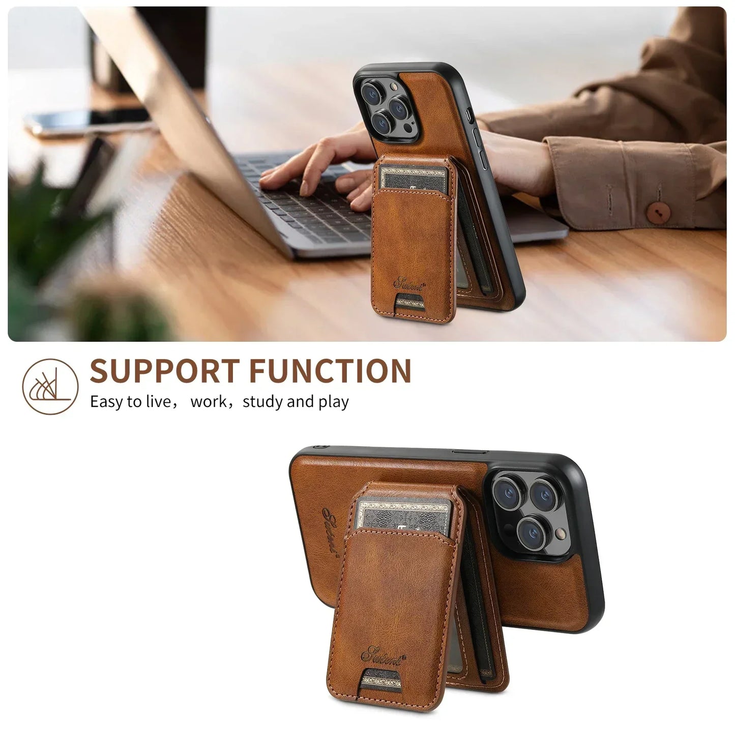 Magsafe Magnetic 2 In 1Wallet Leather Case For iPhone Cover