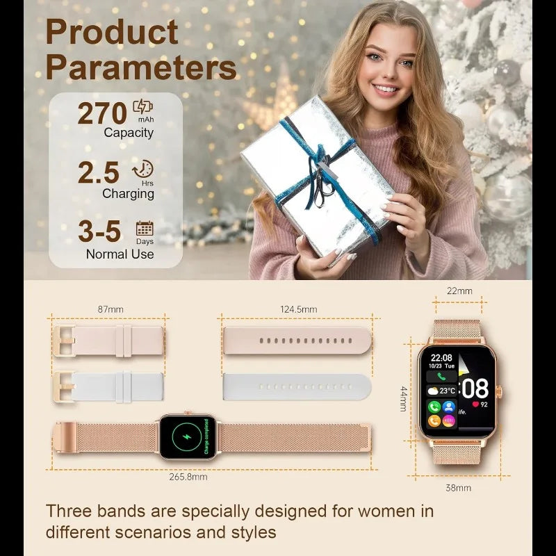 Smart Watch Fitness Tracker - , Music Player, Health & Fitness Monitor with Heart Rate,