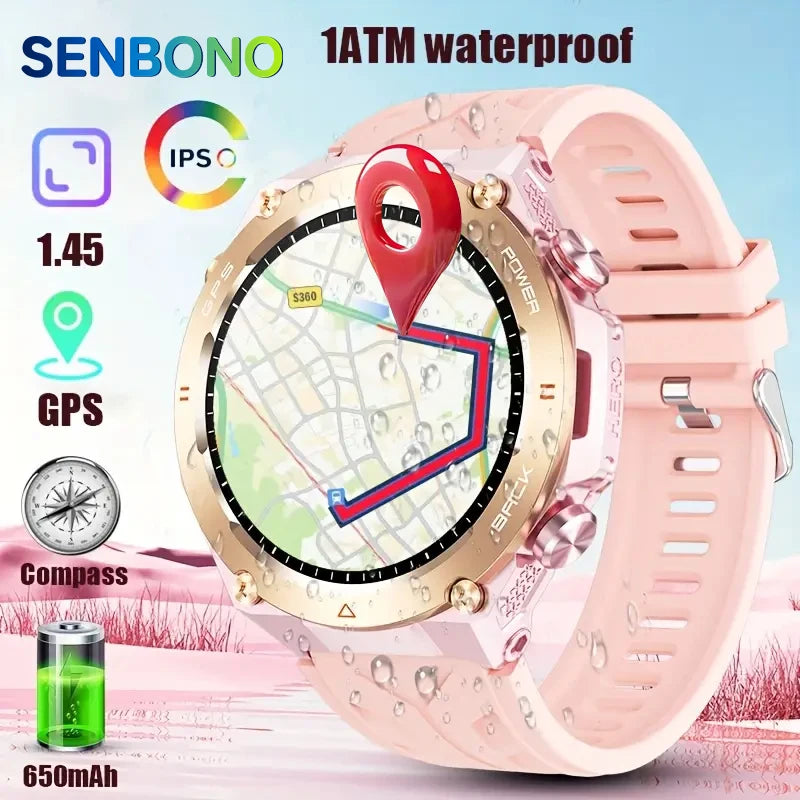 Built-in GPS Women's Smart Watch Bluetooth Call 1ATM Waterpro Military Sports