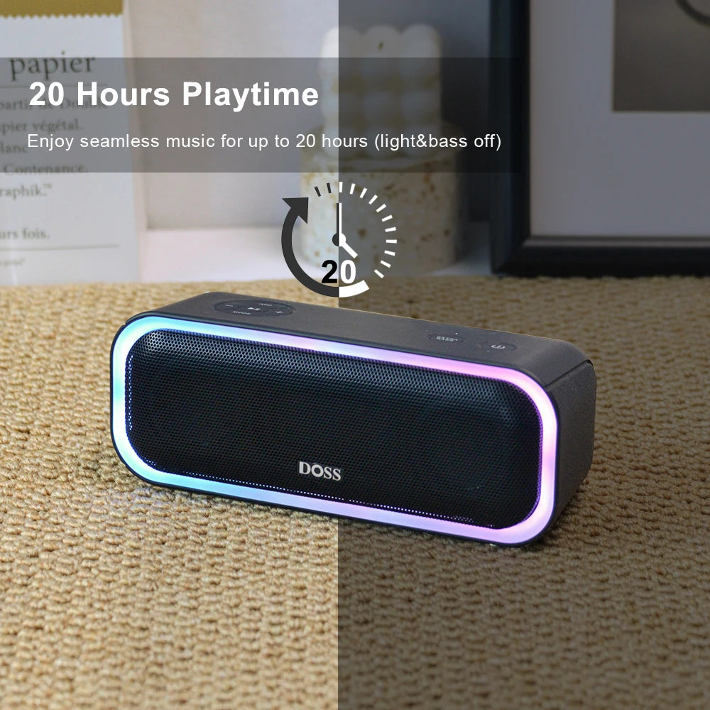 DOSS Bluetooth 5.0 Speaker Powerful 20W Stereo Sound Extra Bass Sound