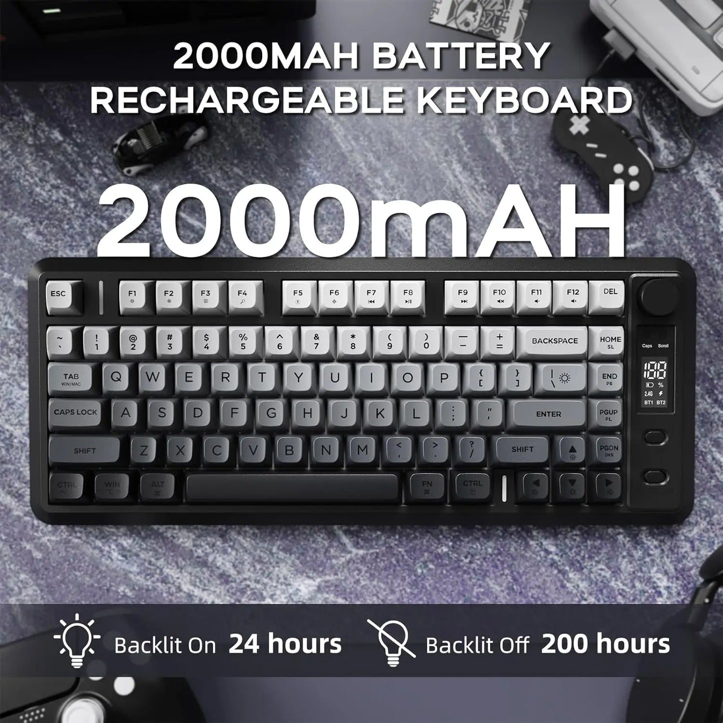 M75 Wireless Membrane Gaming Keyboard Bluetooth/2.4Ghz Rainbow