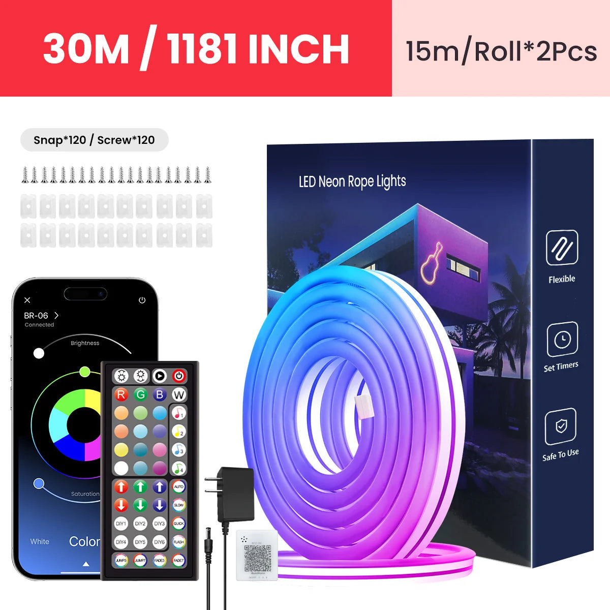 Neon LED Rope Lights, LED Lights For Bedroom Flexible LED Light Strip