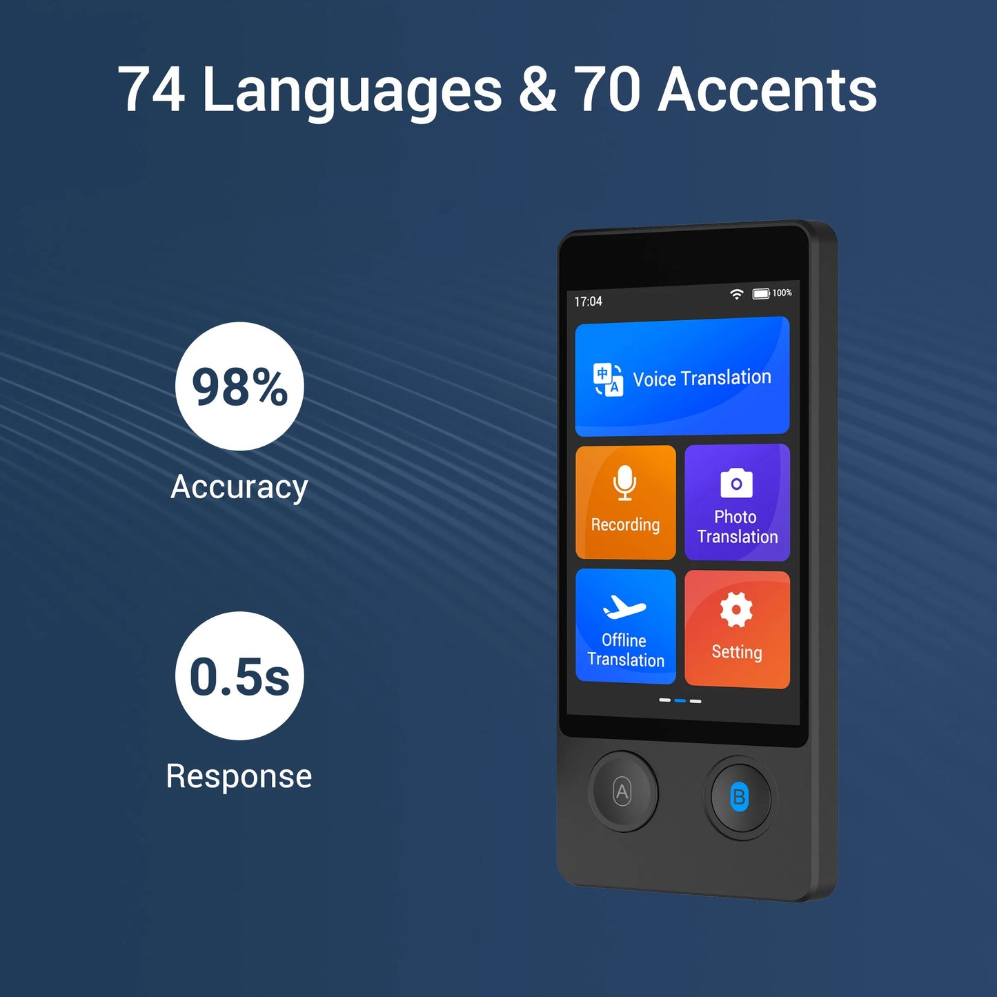 W12 Translator Device,Two Way Real Time Voice Translator