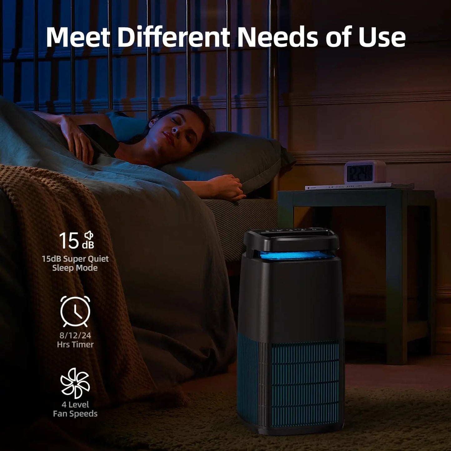 Air Purifier 1250ft² H13 True HEPA Filter Essential Oil Fragrance Sleep Timer