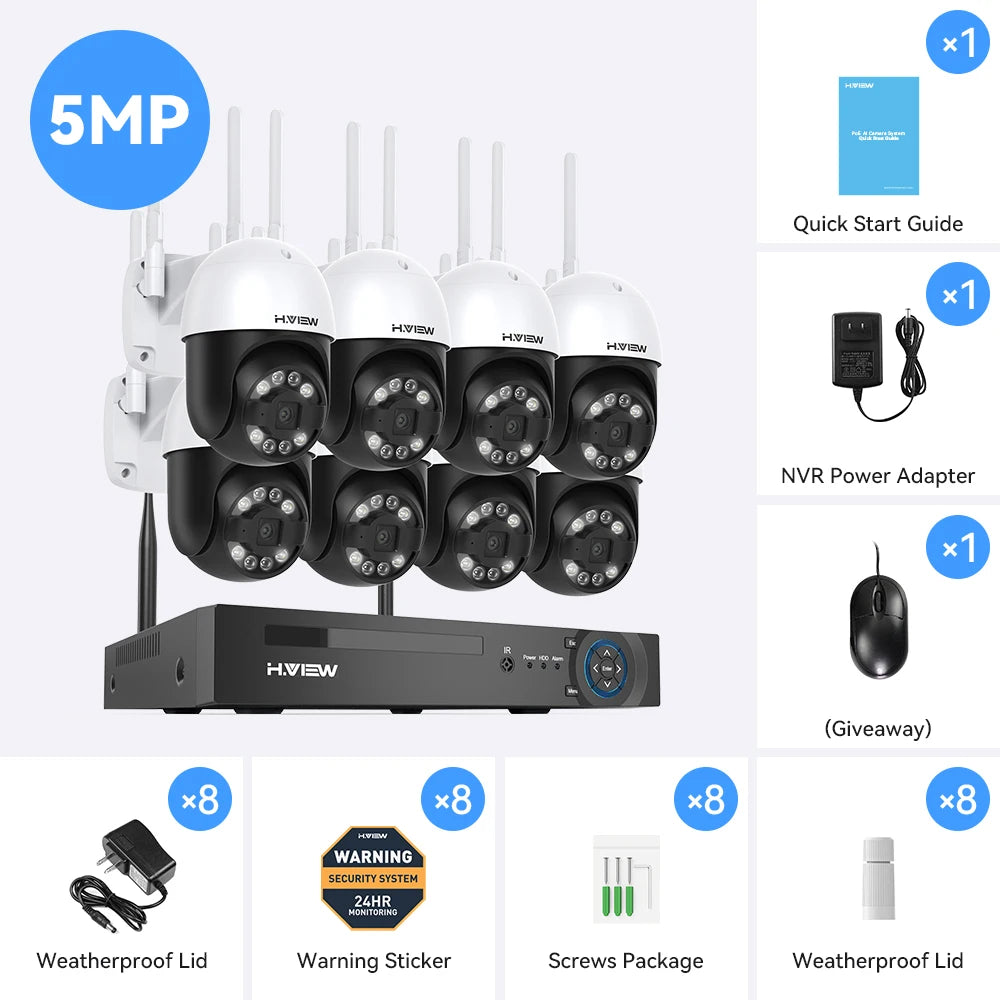 8CH 5mp Wireless Wifi Camera Security System CCTV Camera Video Surveillance Kit NVR Indoor Outdoor