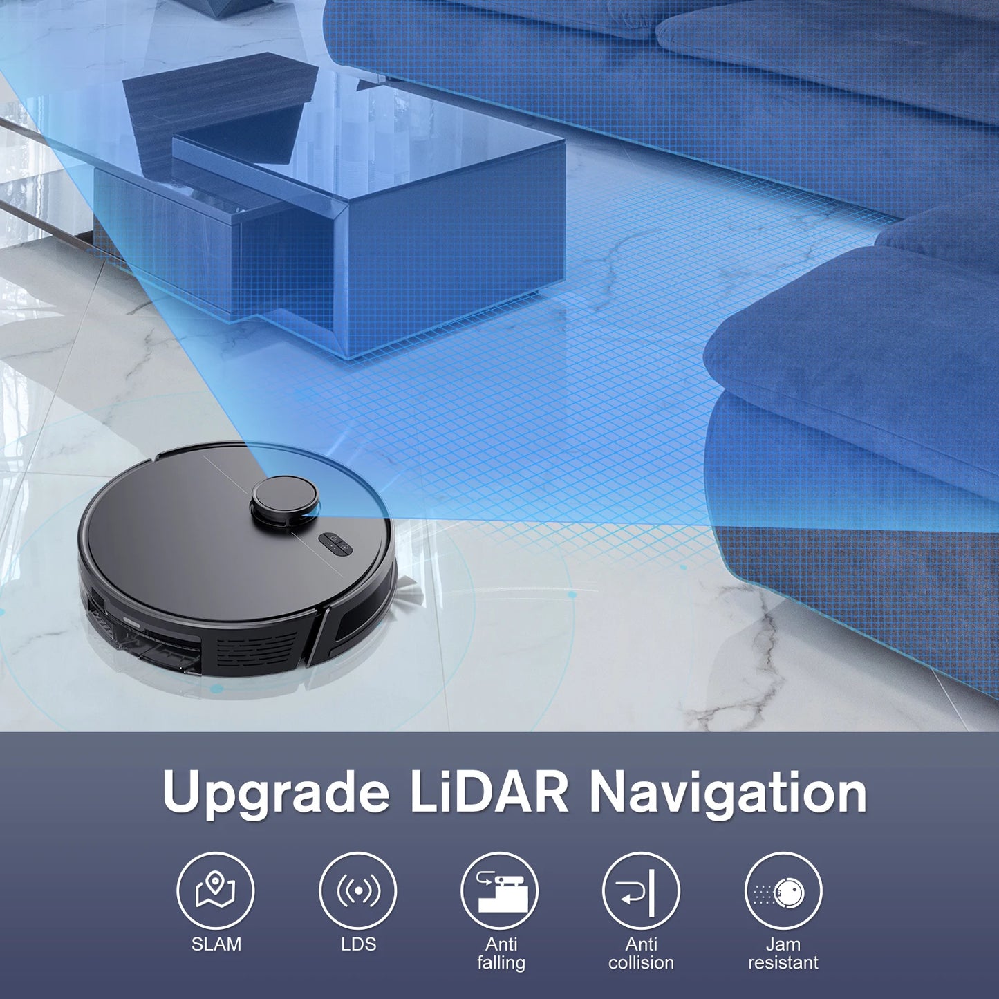 Robot Vacuum Cleaner, LiDAR Navigation,APP Virtual Barrier,2600PA