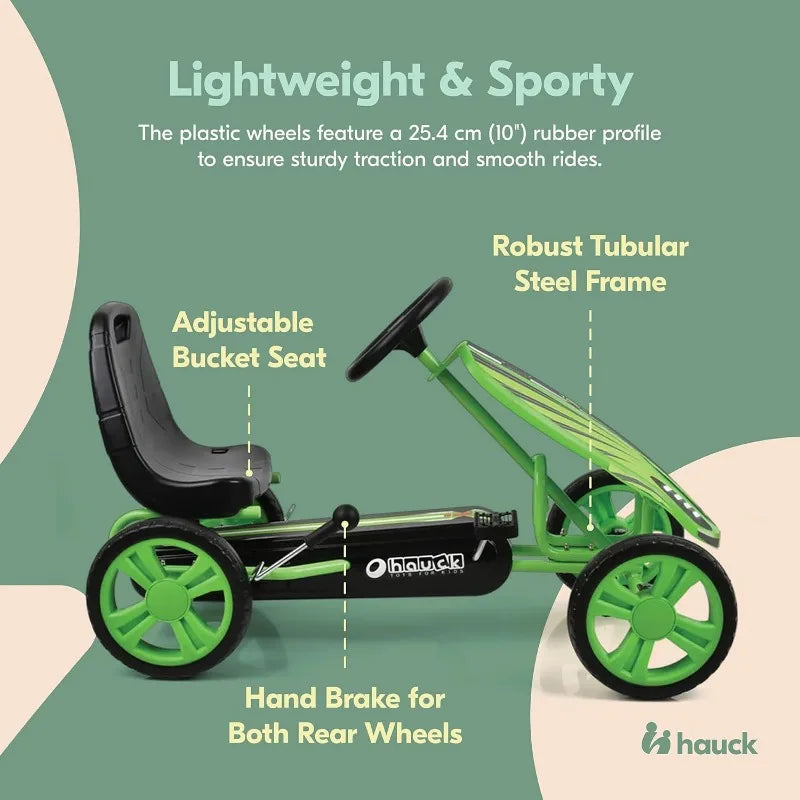 Speedster Pedal Go-Kart for Kids Ages 4-8 with Adjustable Bucket Seat,