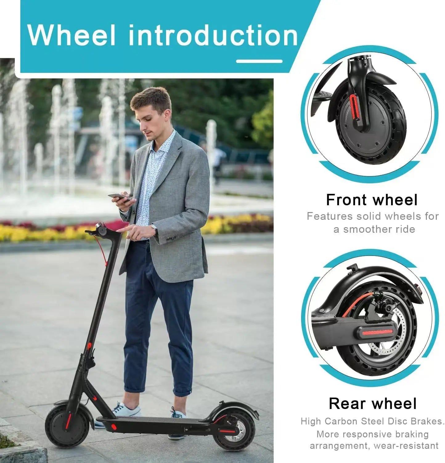 E-Scooter Foldable Waterproof Adult Electric Scooter 8.5Inches Explosion-Proof