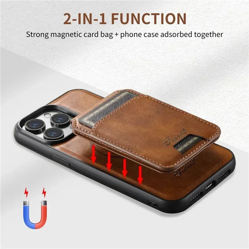 Magsafe Magnetic 2 In 1Wallet Leather Case For iPhone Cover