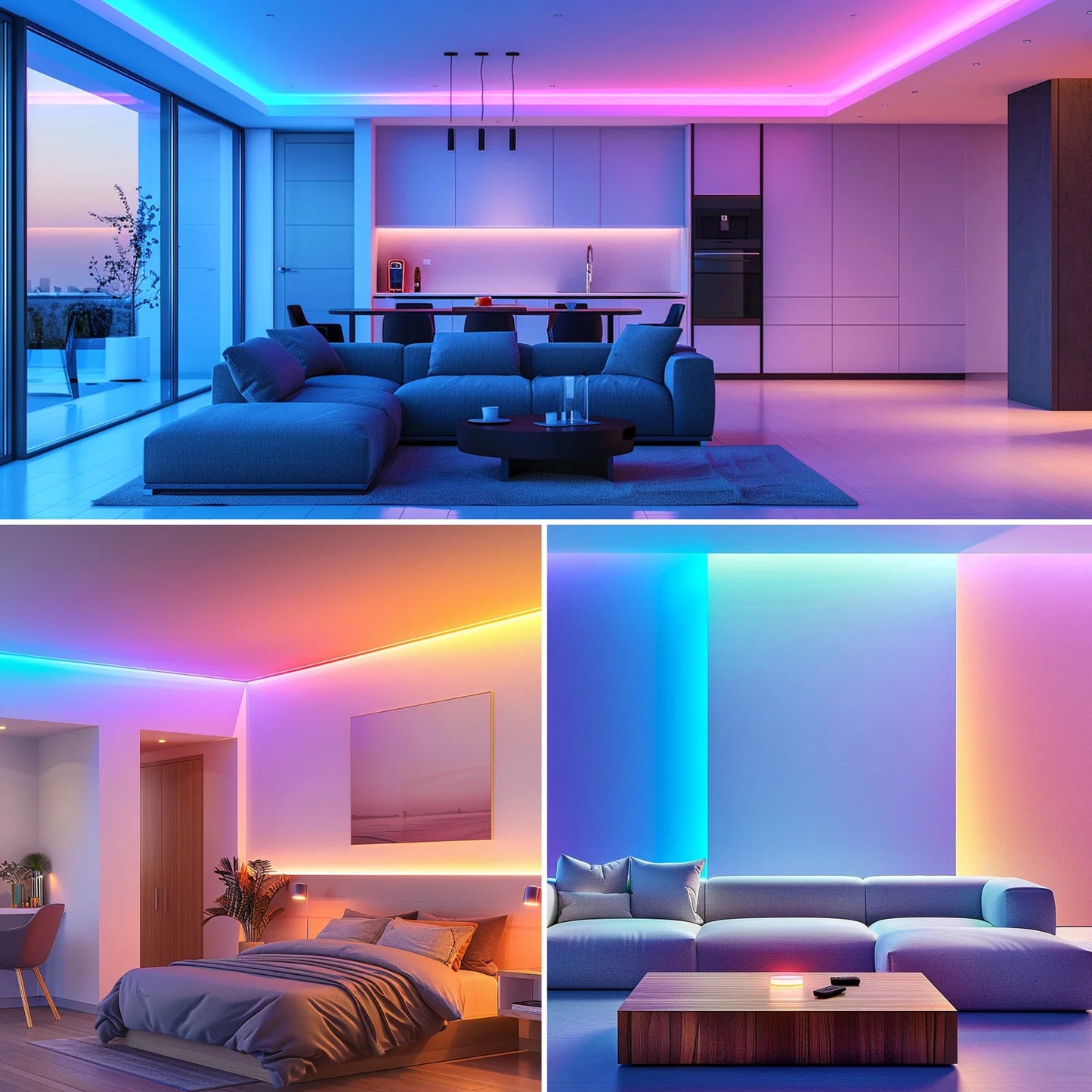 200ft smart LED light strip (2 rolls 100ft), bedroom color