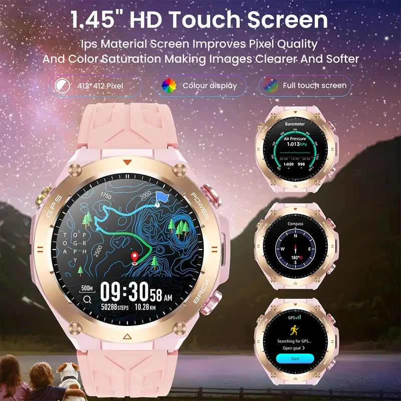 Built-in GPS Women's Smart Watch Bluetooth Call 1ATM Waterpro Military Sports