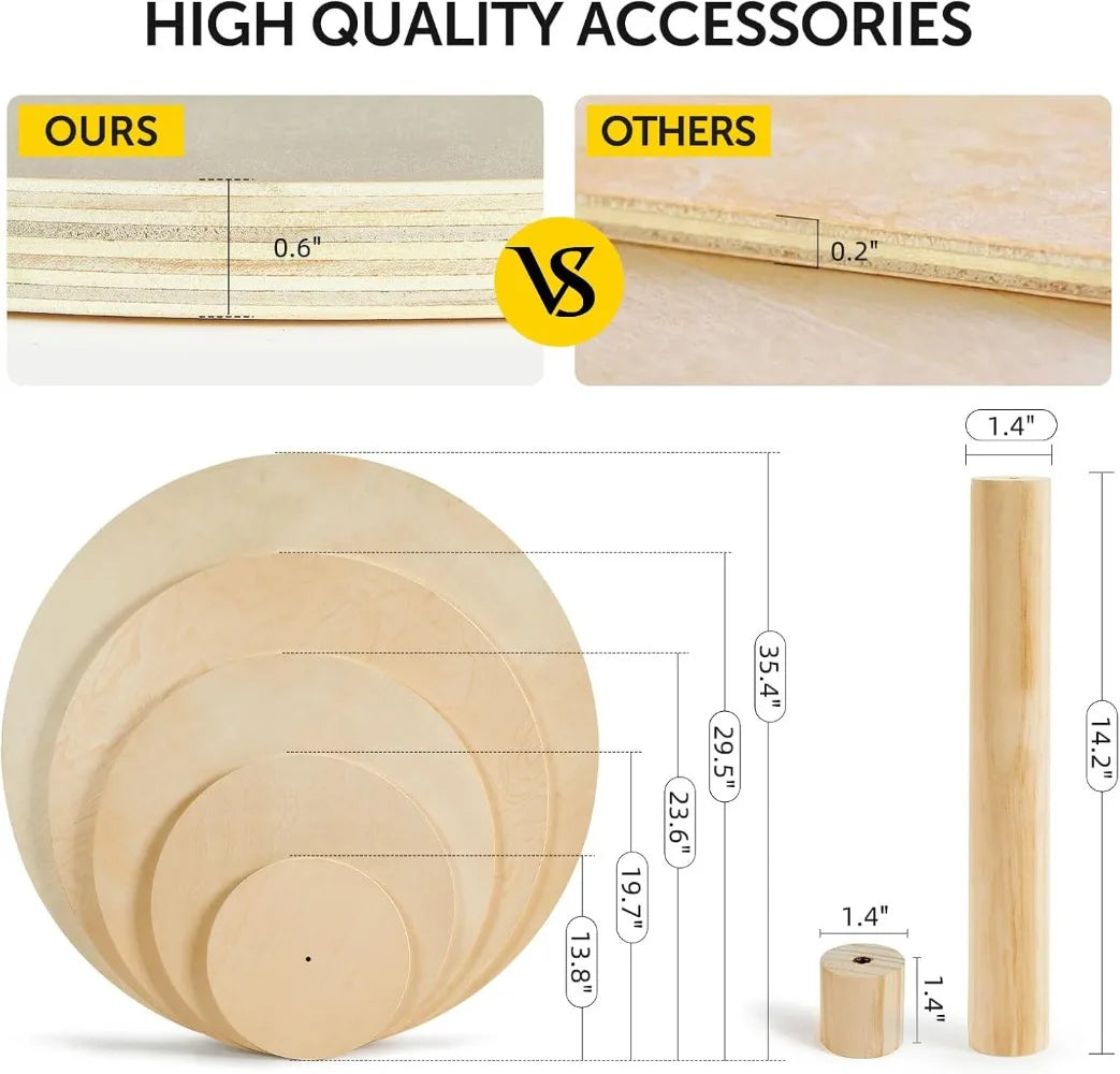 5.15Ft Christmas Tree, 5 Tier Christmas Tree with Shelves-Wooden Christmas Village Tree,