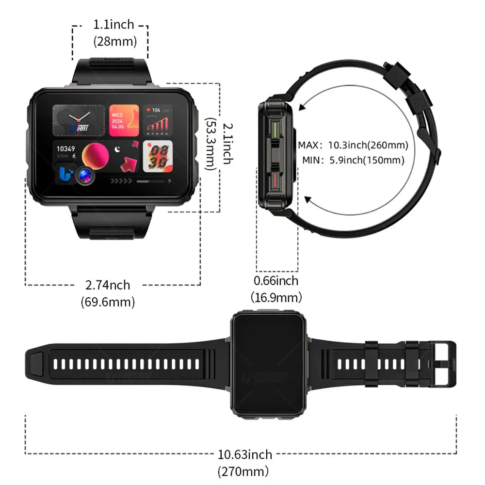 MAX Android Watch Phone Square Big Screen Wifi 4G Calls Smartwatches