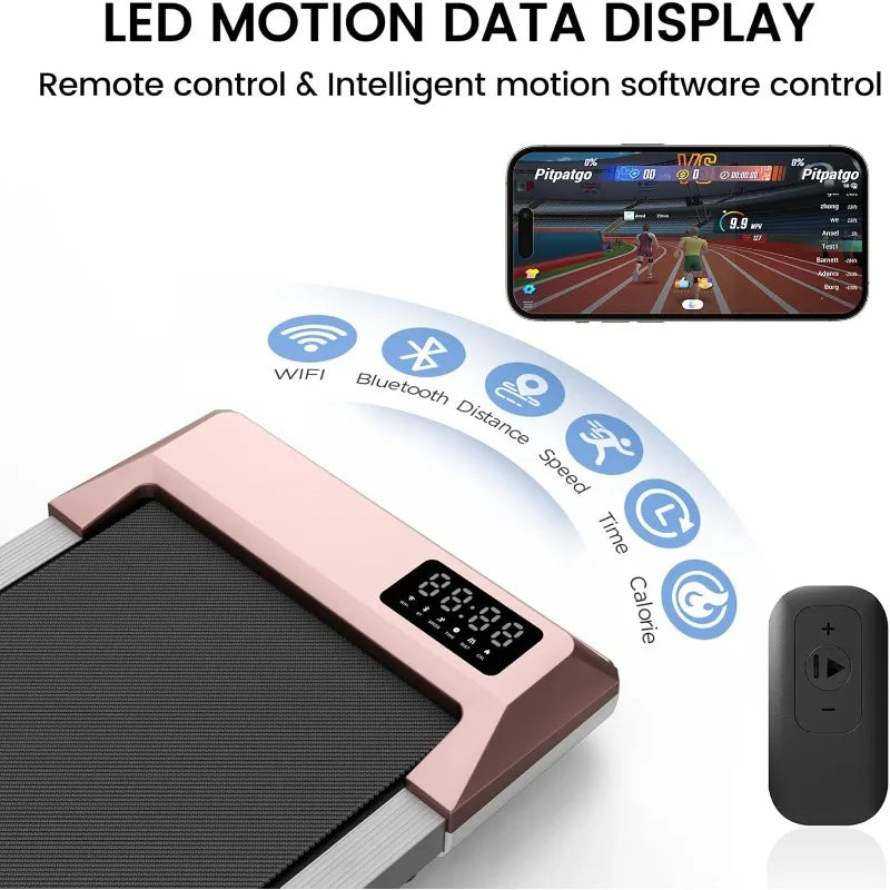 DeerRun 2025 Upgrade Walking Pad, Raceable Smart Under Desk Treadmill with Rewards Program,