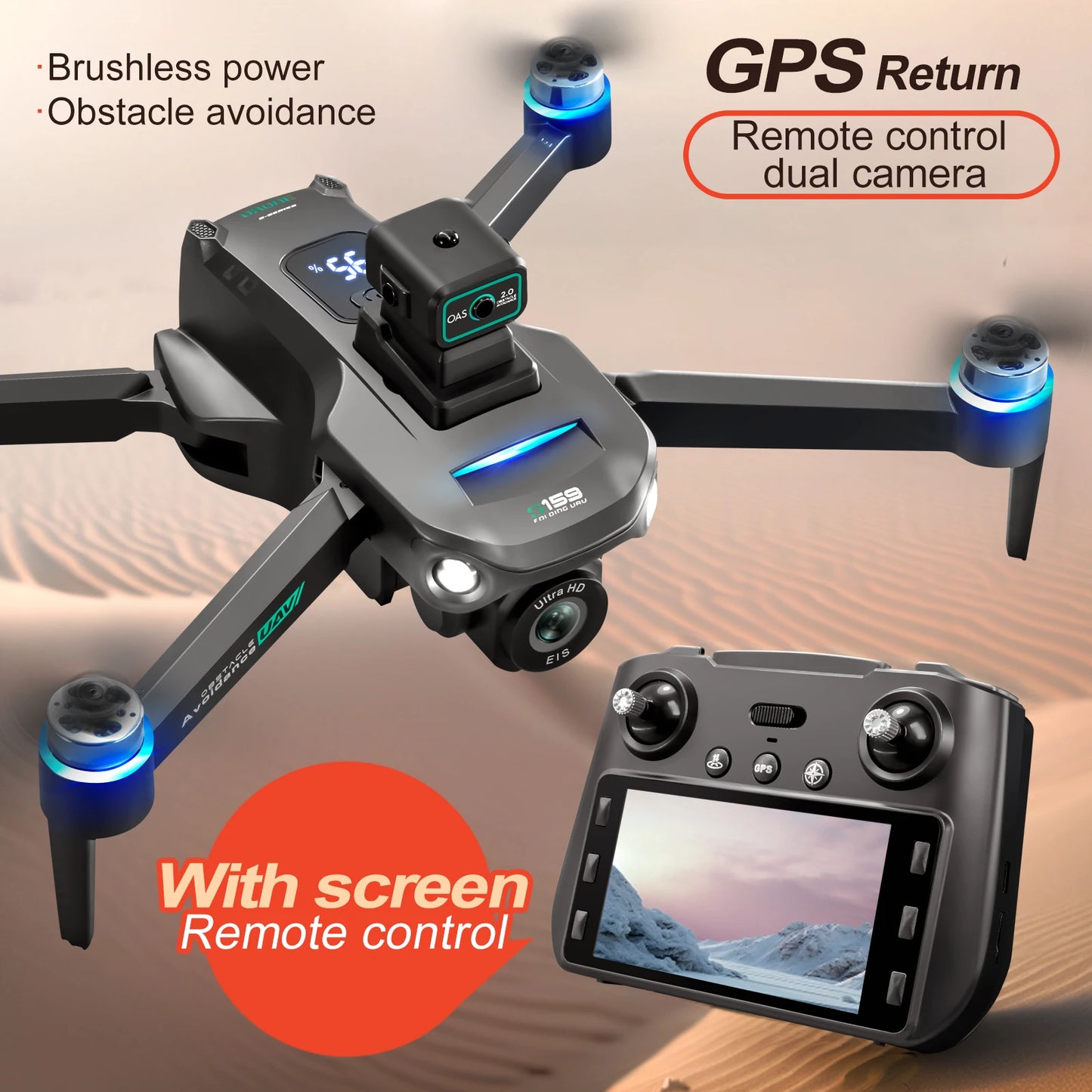 2025 Long-Endurance (2Batteries 45min) GPS Drone Dual Cameras LCD Remote
