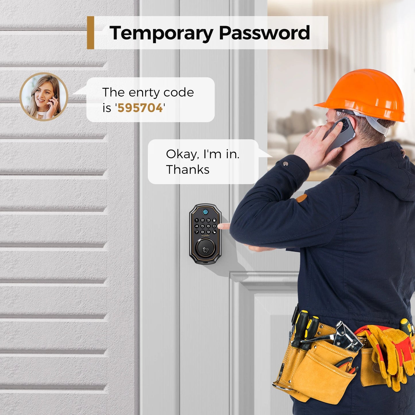 Keyless Entry Door Lock 5-in-1 Smart Fingerprint Deadbolt with Keypad