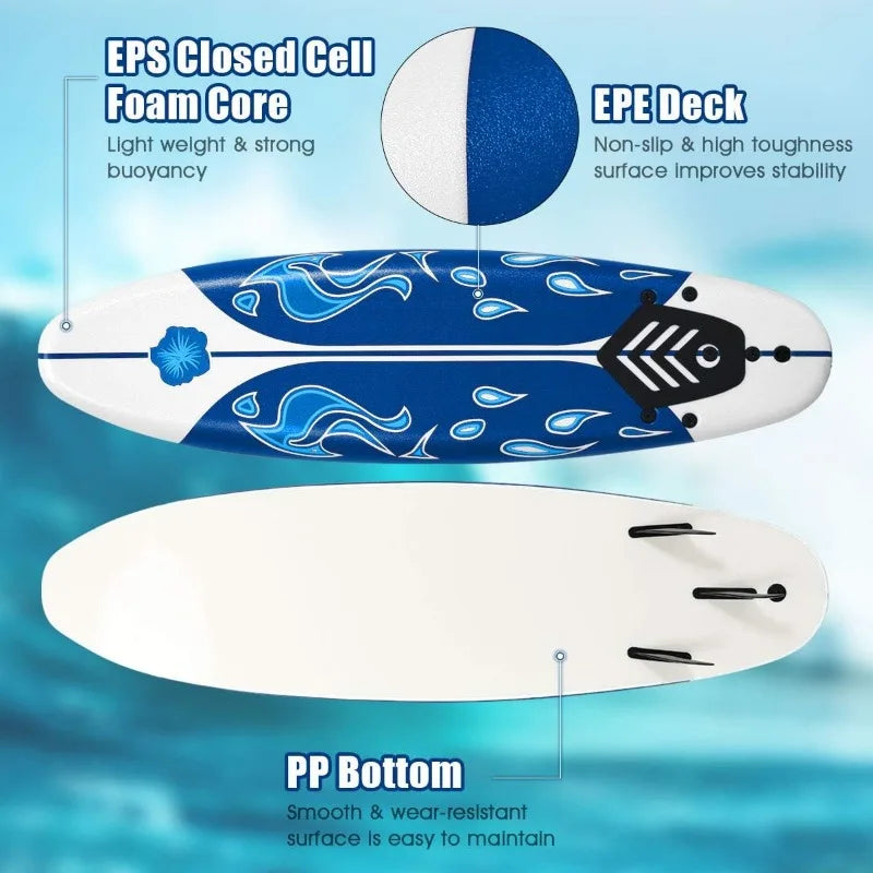 Surfboard, 6FT Stand Up Paddle Board with Removable Fins