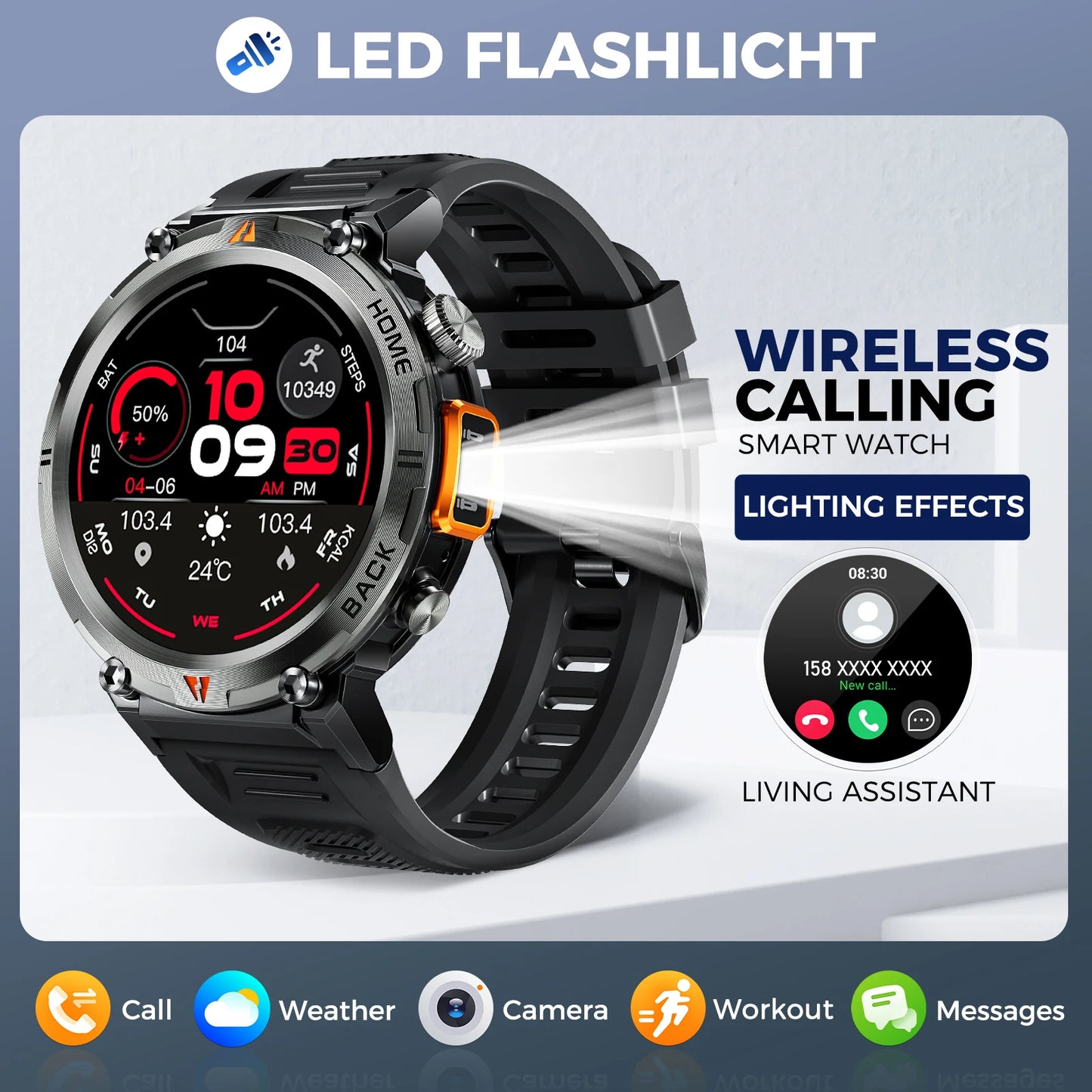 Bluetooth Call Smart Watch Men Full Touch Screen Health Monitor Clock