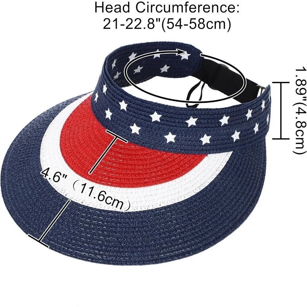 Womens Sun Hat Straw Visor UV Protection Wide Brim Packable Travel Summer Cap for Beach
