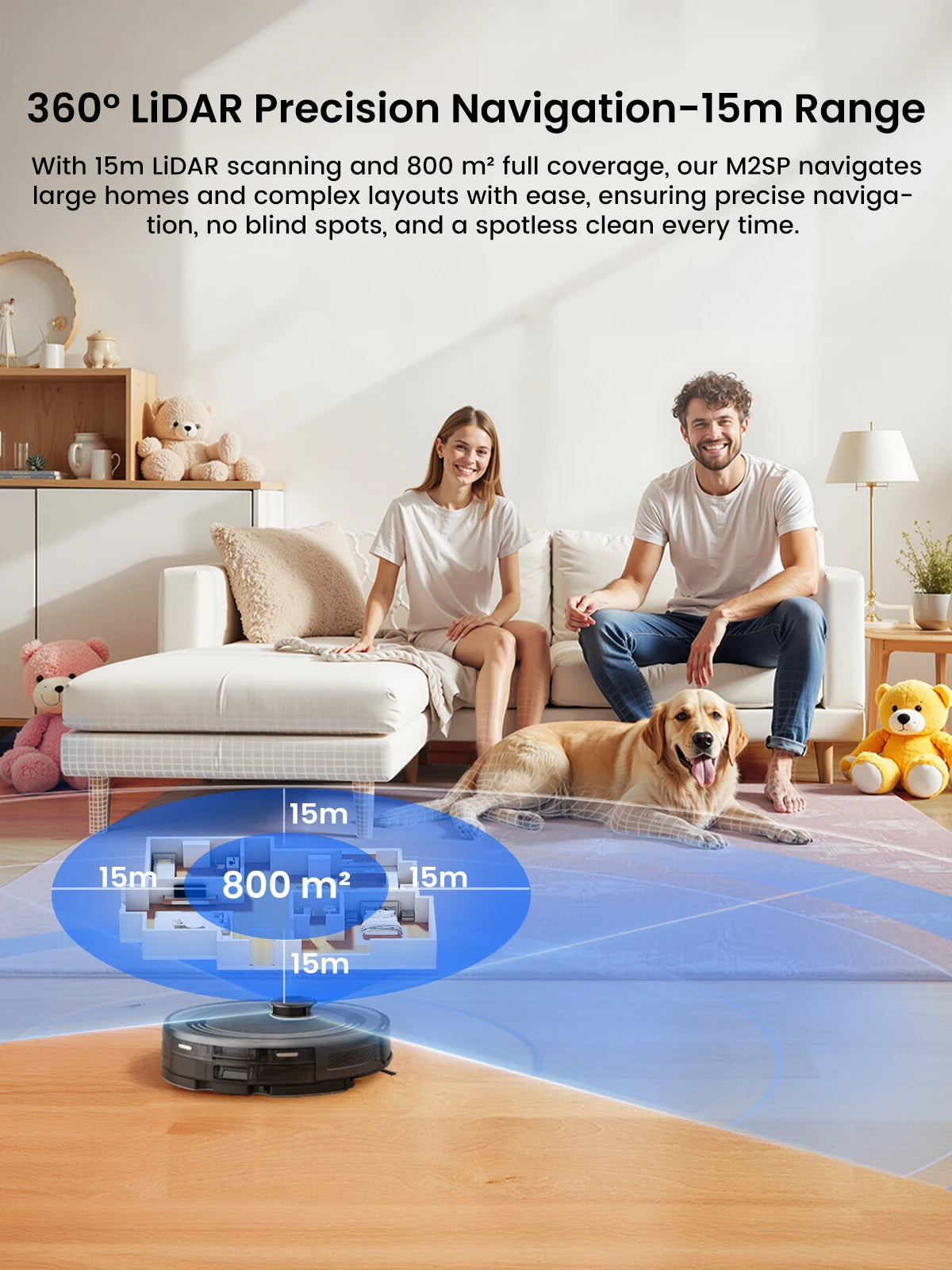 Lefant Robot Vacuum Cleaner with Automatic Emptying M2S Pro, 240 Minutes, Laser