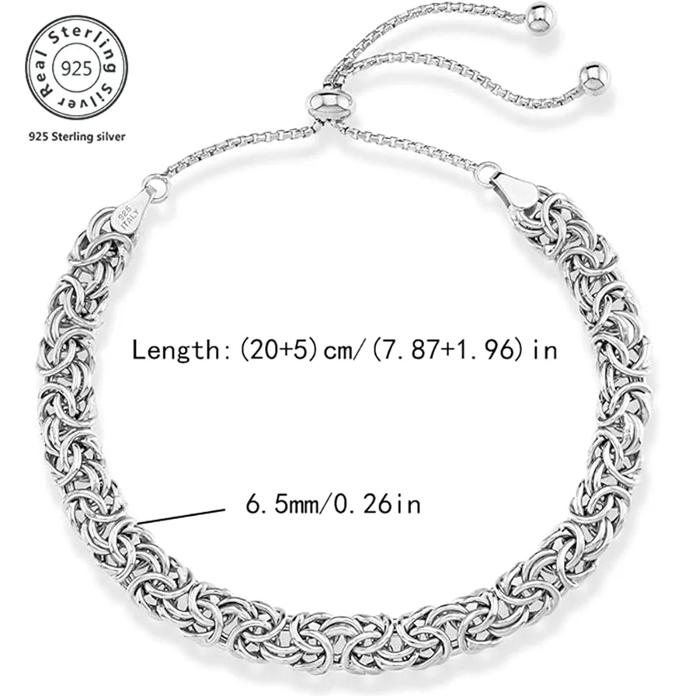 Sterling Silver Byzantine Emperor Chain Bracelet for Men Women Polished