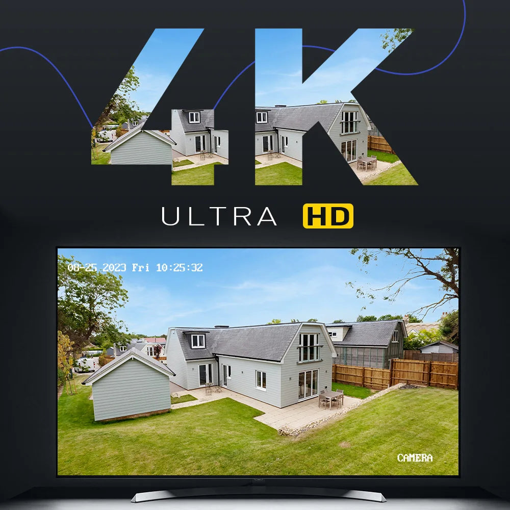 8MP 4K 6MP Camera Security Dual Lens Human Detect Two Way Audio 180° Wide View Angle