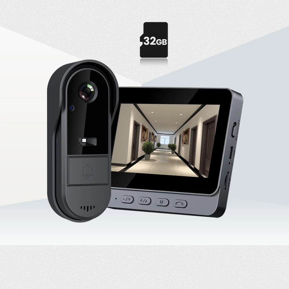 WiFi wireless smart video doorbell, Two-way outdoor 1080P HD camera, Wireless intercom voice,