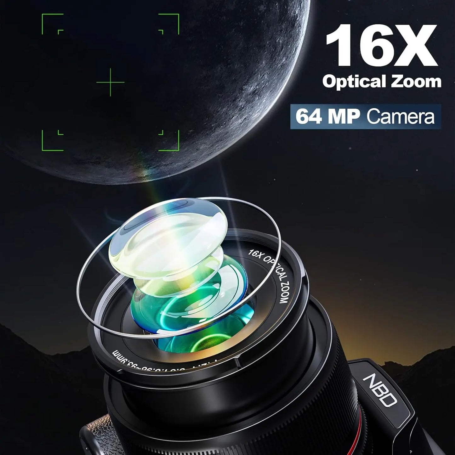 5K Digital Cameras For Photography, 16X Optical Zoom Camera With WiFi