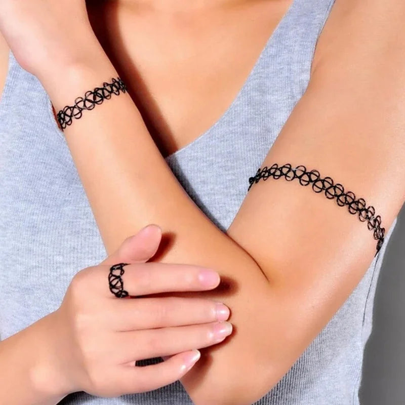 2PC/Lot Summer Style Girls Elastic Vintage Stretch Tattoo Choker Necklace Women