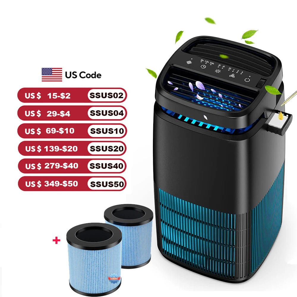 Air Purifier 1250ft² H13 True HEPA Filter Essential Oil Fragrance Sleep Timer