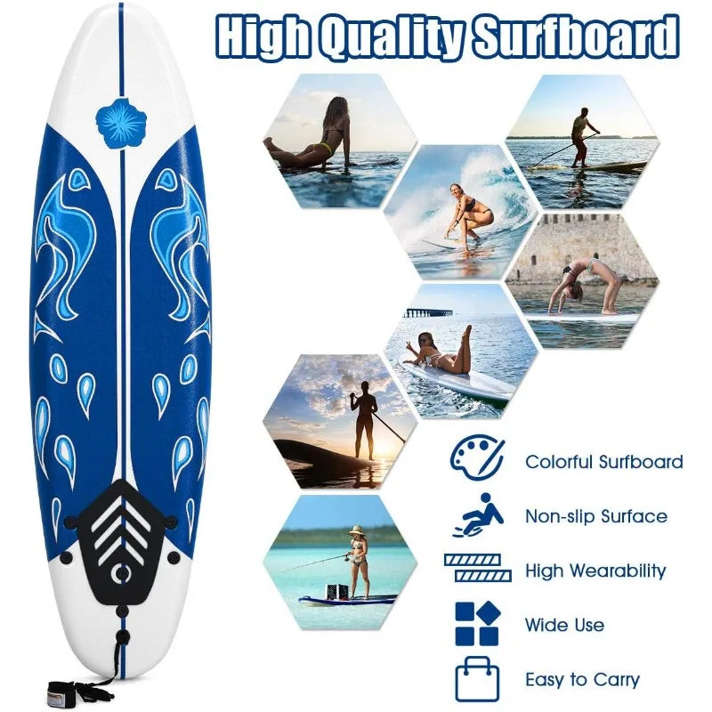 Surfboard, 6FT Stand Up Paddle Board with Removable Fins