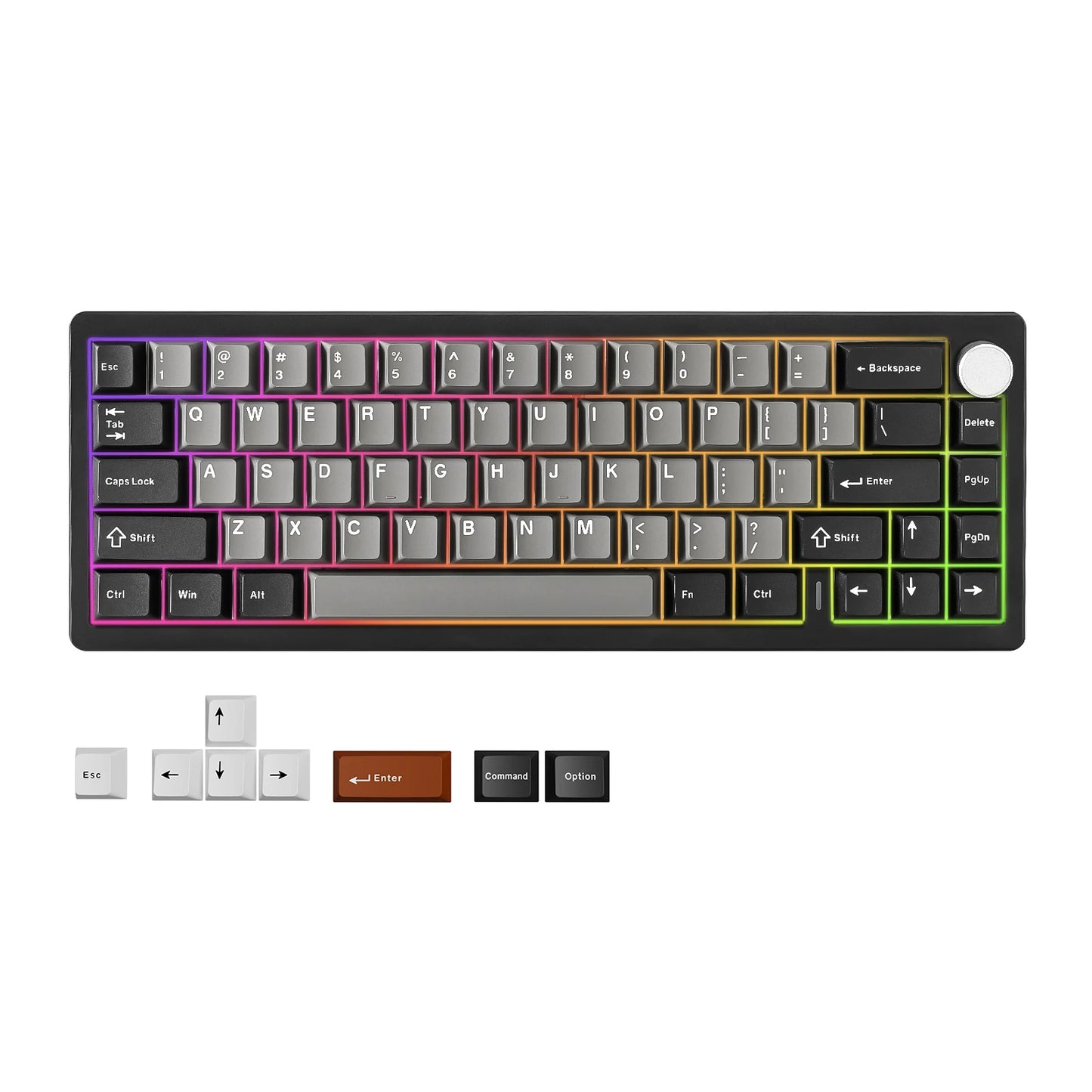 AL68 Silver Wireless Custom Mechanical Keyboard, Aluminum Keyboard,