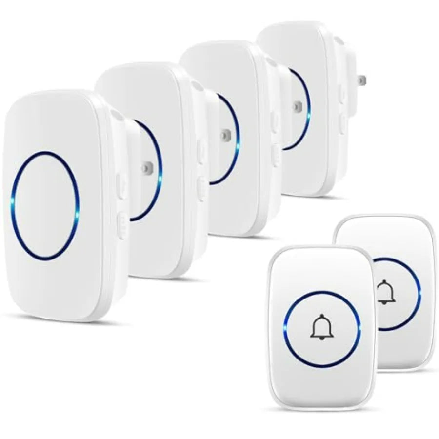 Wireless Doorbell, FullHouse Waterproof Door Bell Kit, Distinguish front and rear doors, Over 1000 feet Range and 60 Chime, 5 L